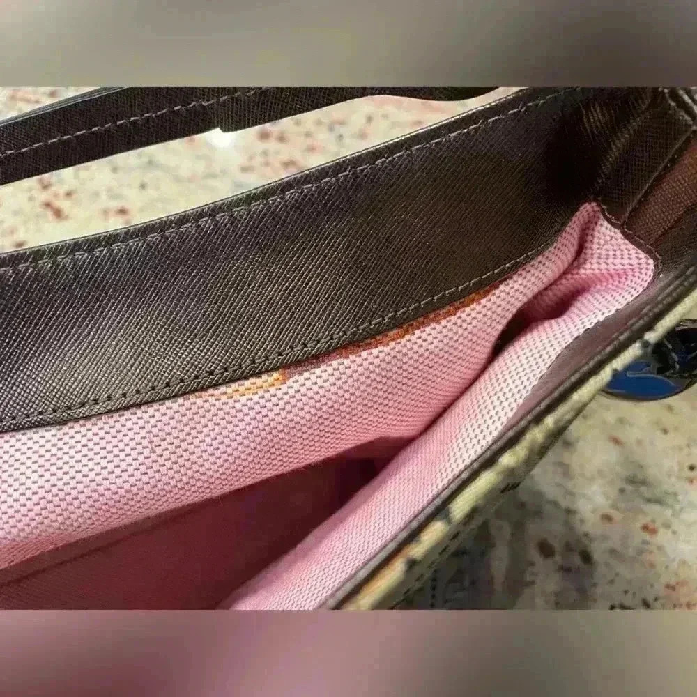 Dooney & Bourke Tan/Brown Jacquard DB Monogram Y2K Hobo Leather Shoulder Bag - Picture 9 of 16